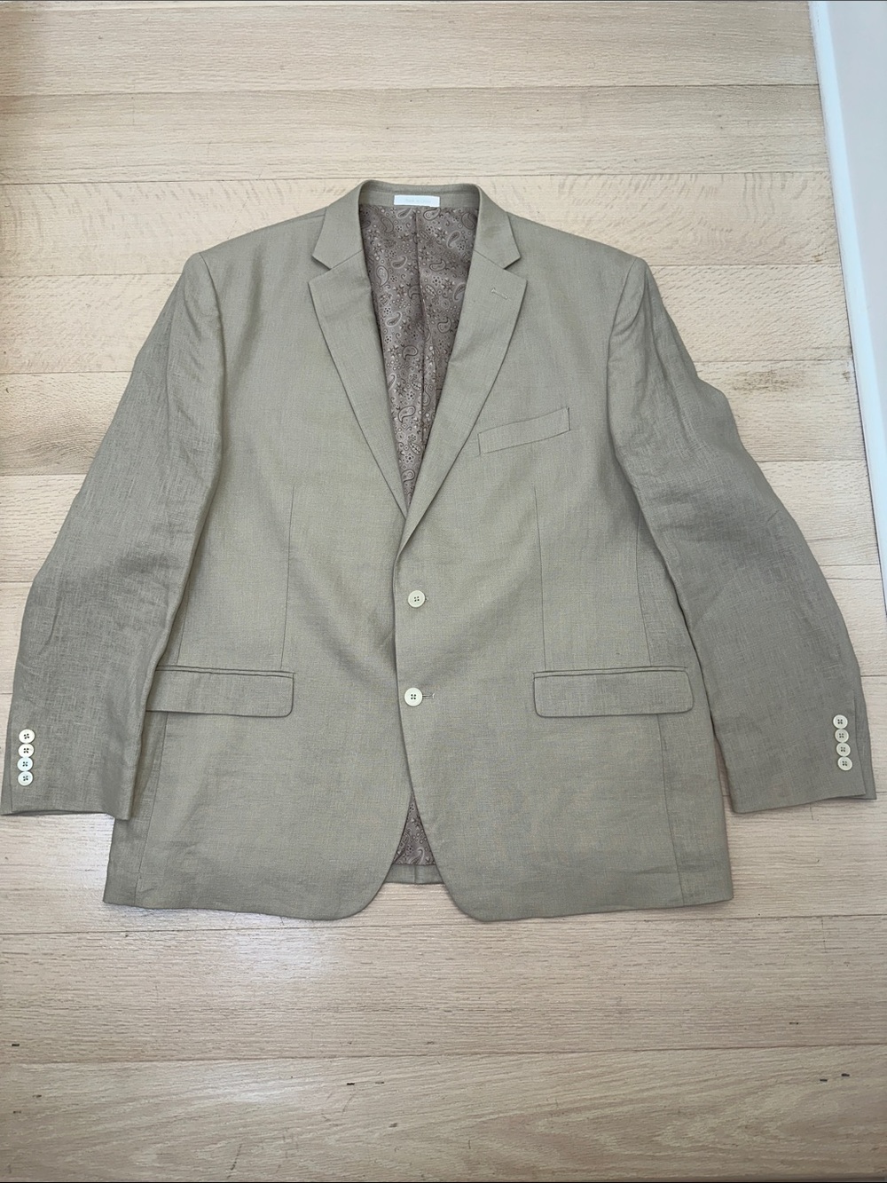 Ralph Lauren Beige 100% Linen Sport Coat with Paisley Lining